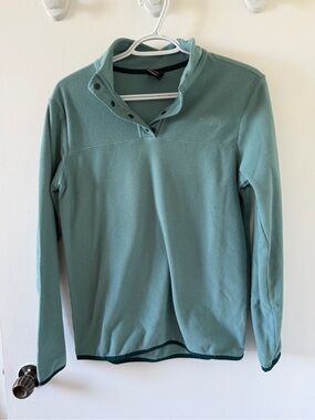 North Face Light Teal Quarter-Snap Fleece Pullover